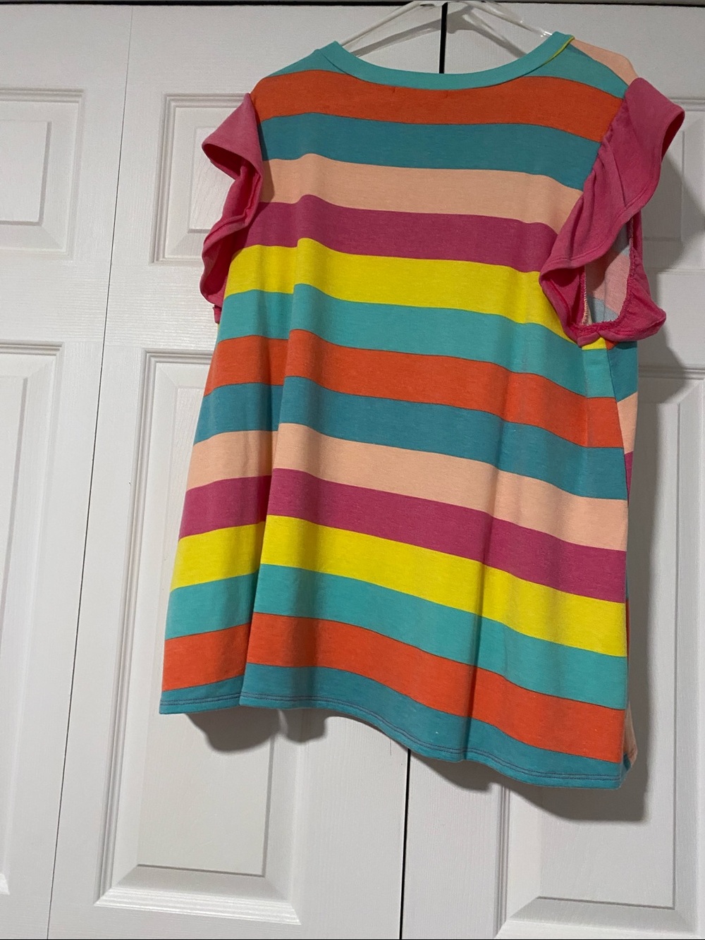 Striped Cold-Shoulder Casual Top in Multicolor - Picture 2 of 4